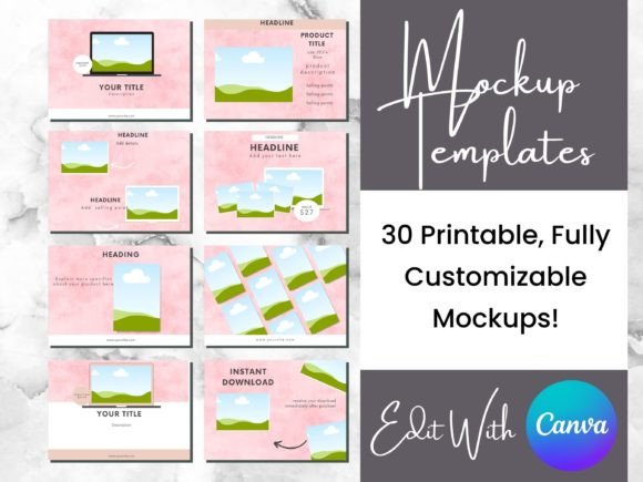 30 Pink Digital Product Mockup Templates for Creators