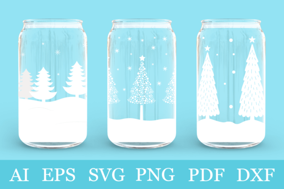 Christmas Tree Can Glass Wrap Templates for Festive Designs