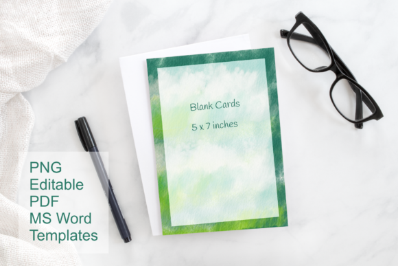 Elegant Green Watercolor Blank Card Templates
