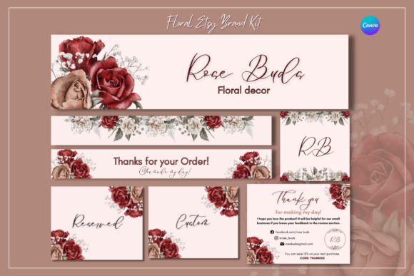 Floral Etsy Shop Brand Kit Templates for a Cohesive Look