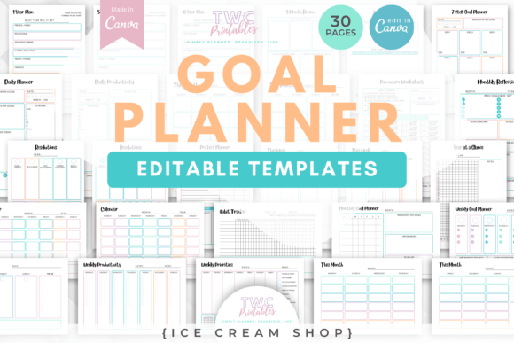 Goal Planner Canva Templates | ICE CREAM: A Designer's Take on Productivity