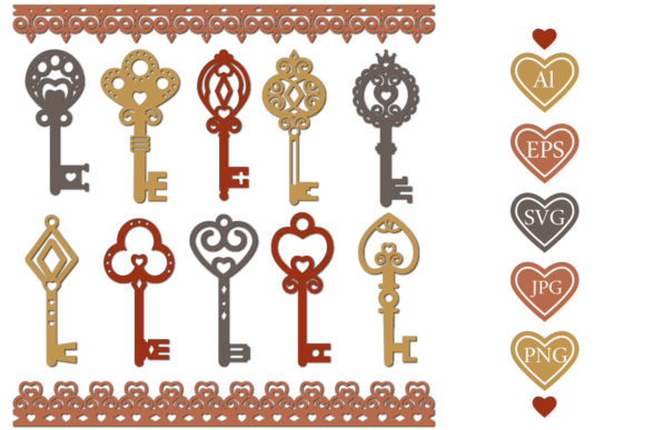 Templates and Stencils Decorative Keys for Vintage Projects
